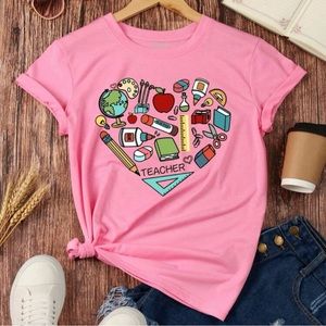 New pink soft teacher tshirt